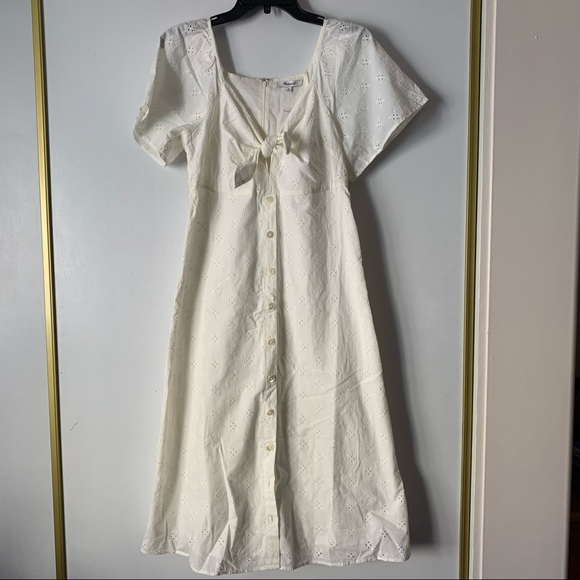 Madewell White Eyelet Tie-Front Midi Dress - Picture 14 of 15